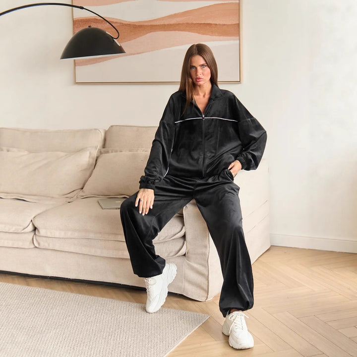 Damen lässiges Fleecejacke mit hohem Kragen Drune