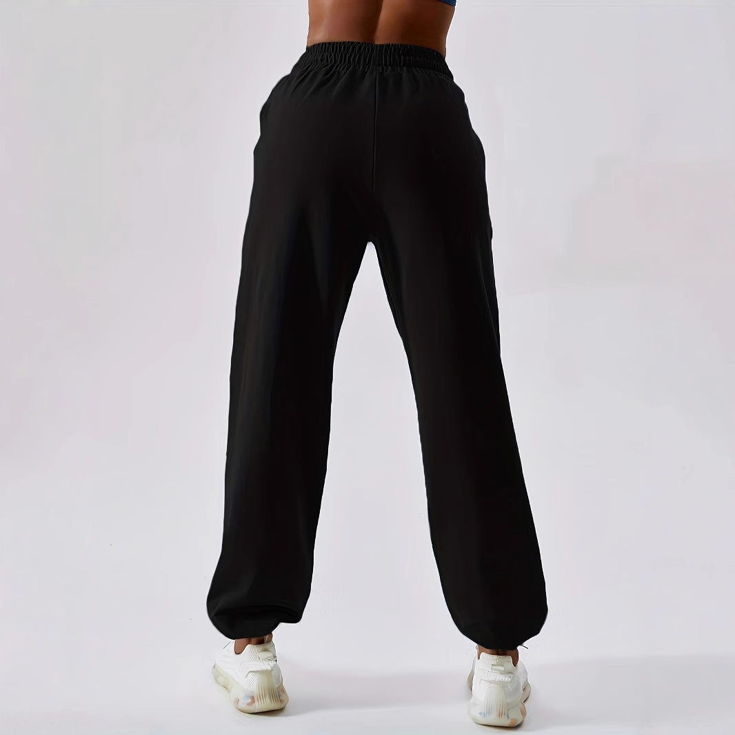Damen weite Sporthose mit elastischem Bund und Kordelzug Drune