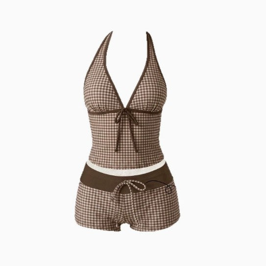 Damen Tankini mit modischem Punktmuster und verstellbarem Halter Drune