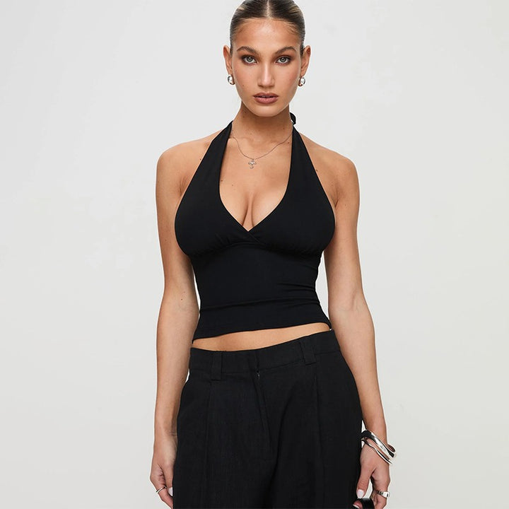 Damen Haltertop mit tiefem V-Ausschnitt Drune