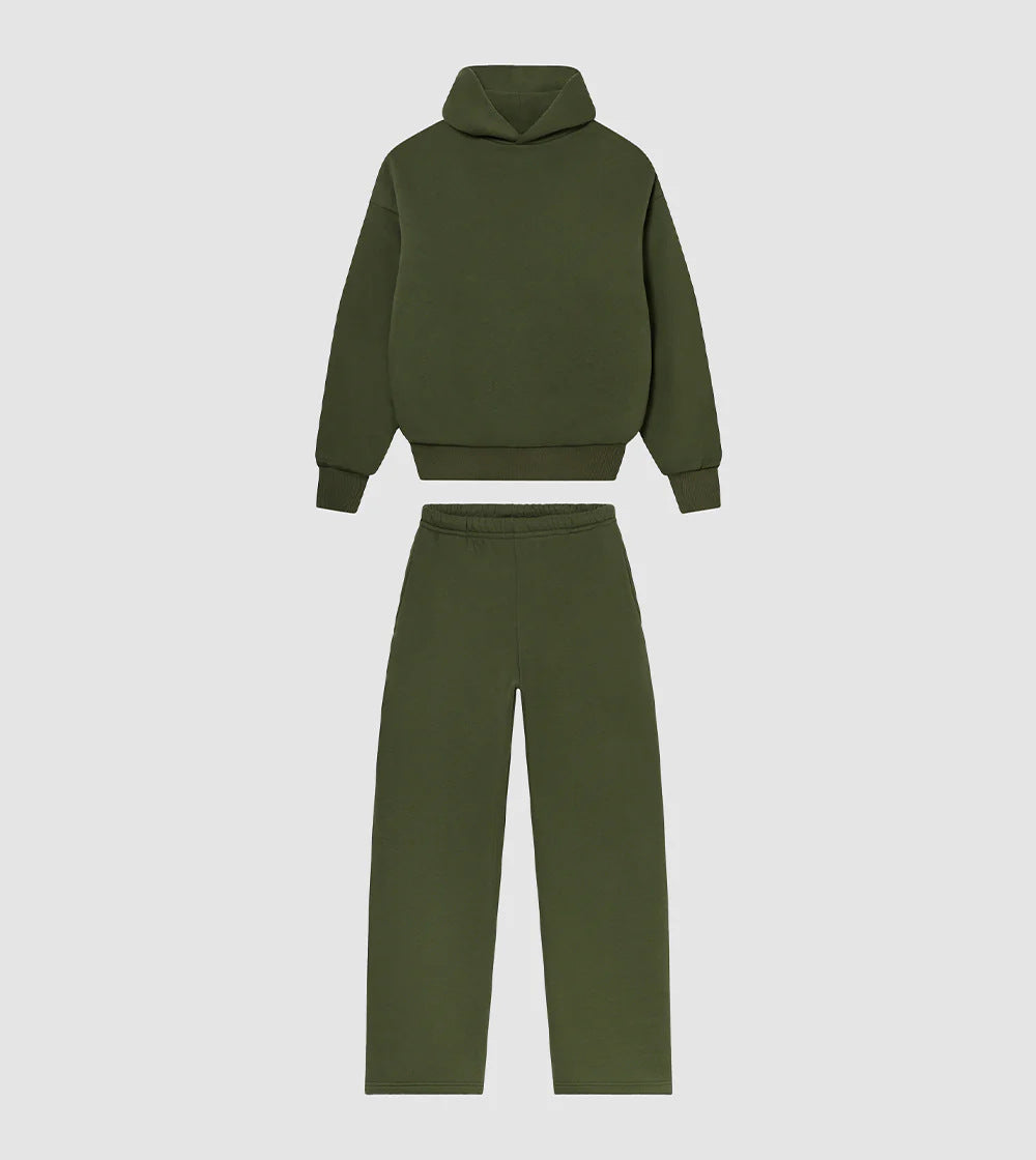 Unisex nan gemütliches Loungewear-Set mit hohem Rollkragen, relaxed-fit Sweatshirt und gerader Sweatpants Drune