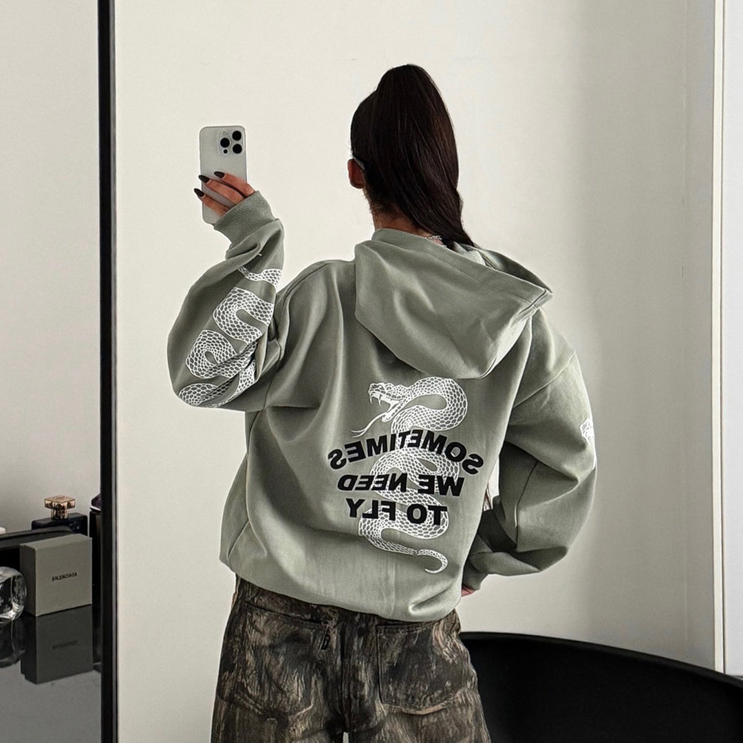 Damen Oversized Kapuzenpullover mit modischen Details Drune