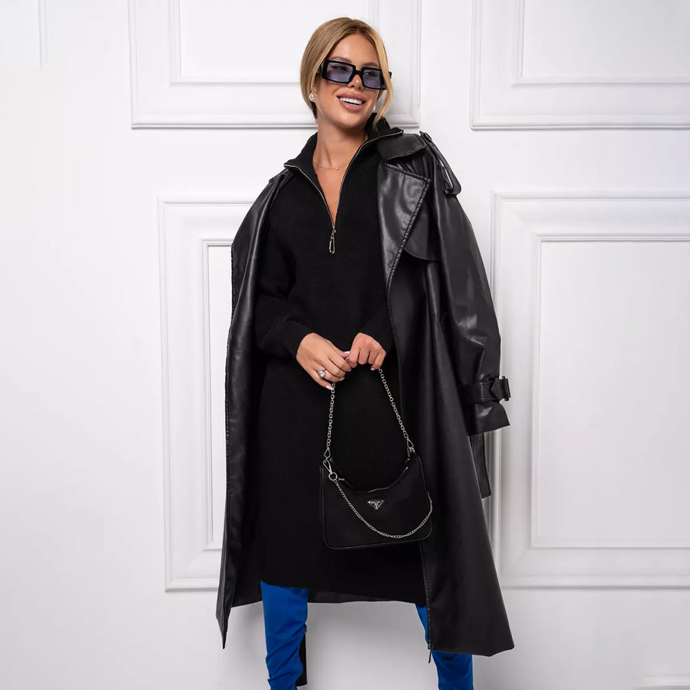 Damen Strickkleid mit hohem Kragen und Reißverschluss Drune