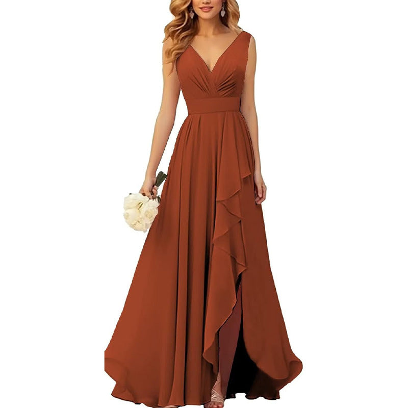 Drune | Ballkleid Damen Sexy Cocktail Abendkleid Stern High End Pfirsich Pink Chiffon Brautjungfernkleid Sommer