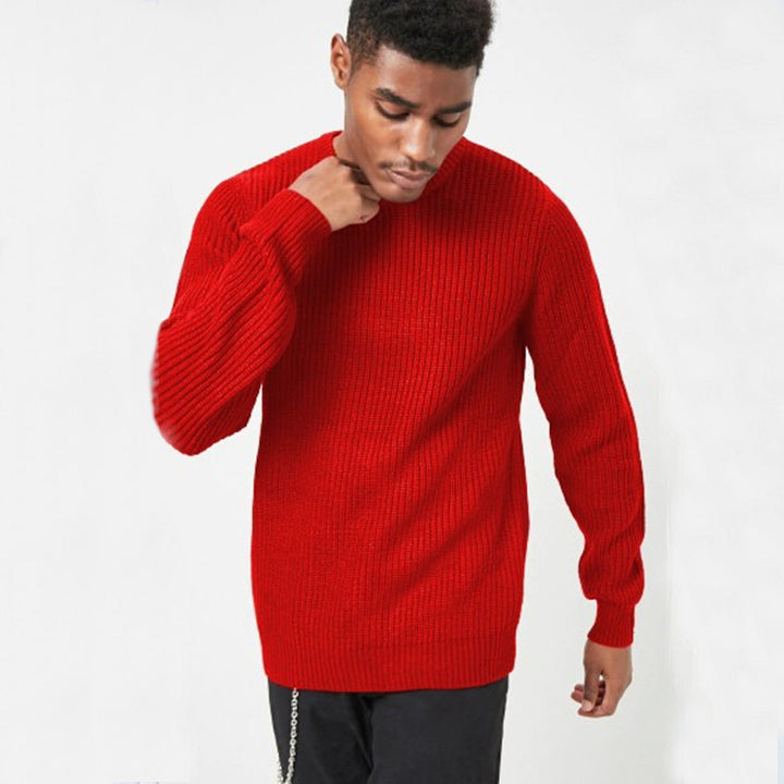Herren Grobstrick Pullover mit strukturiertem Muster und Rundhalsausschnitt Drune