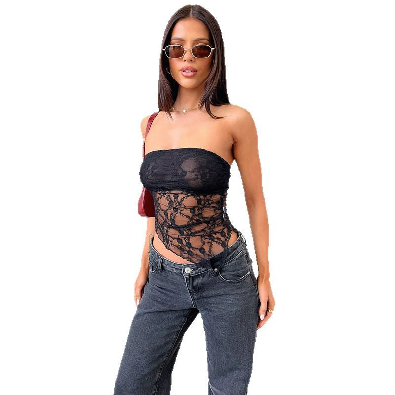 Damen Spitzen-Bustier mit asymmetrischem Saum Drune