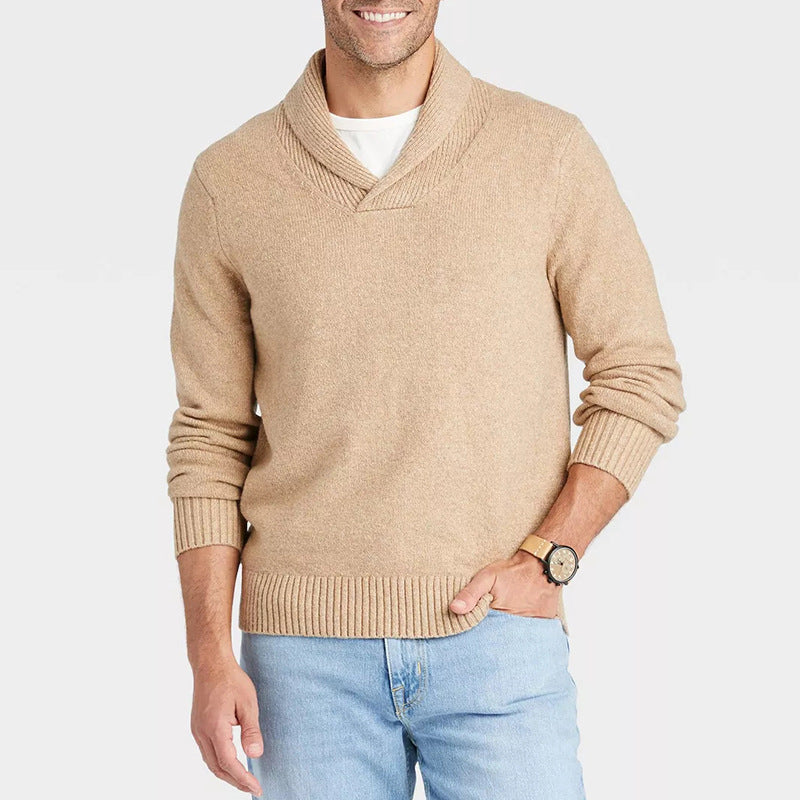 Herren Pullover mit Schalkragen und filigranem Rippdesign Drune