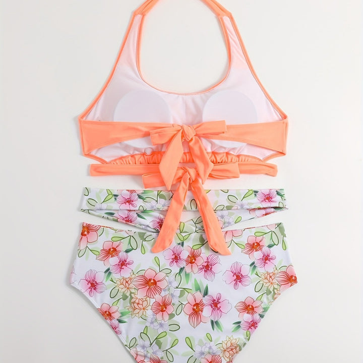 Damen Sportlich elegantes Bikini-Set mit floralem Design Drune