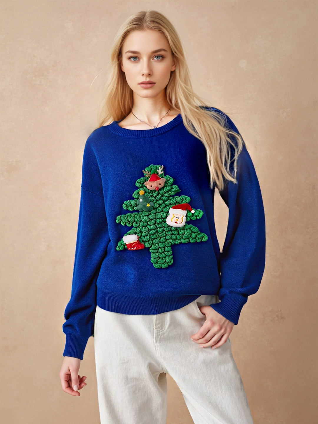 Damen Weihnachts-Pullover mit 3D-Tannenbaum-Design Drune