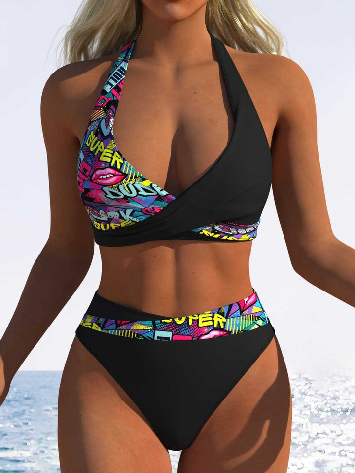 Damen Hochtailliertes Bikini-Set mit grafischem Design und komfortablem Schnitt Drune