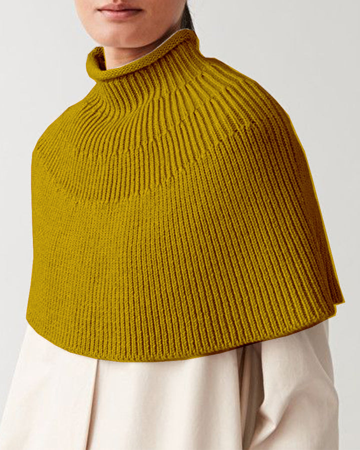 Damen Strick-Cape mit hohem Kragen und feiner Rippstruktur Drune