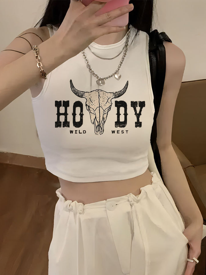 Damen Crop-Top mit kreativem Spruch und lässigem Schnitt Drune