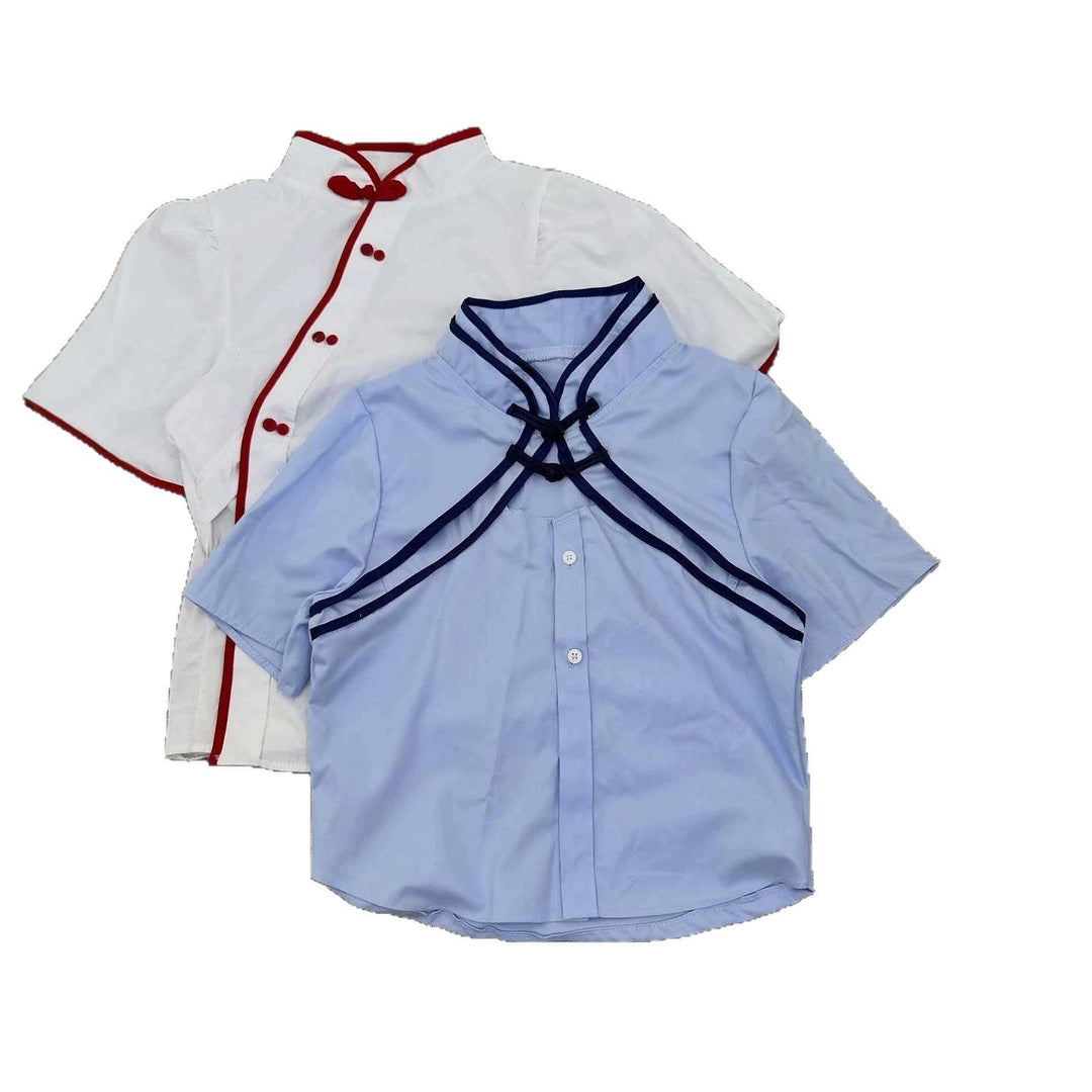 Damen Elegante Chiffon-Bluse mit Stehkragen und Rüschendetails Drune