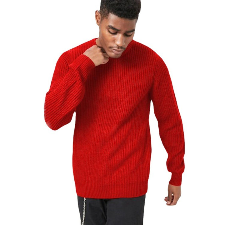 Herren Grobstrick Pullover mit strukturiertem Muster und Rundhalsausschnitt Drune