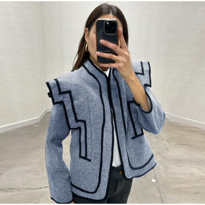 Damen modische Wolljacke mit markantem Design Drune