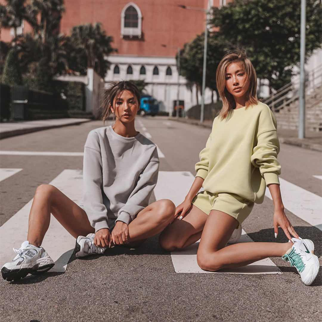 Damen Lässiges Fleece-Sweatshirt und Shorts Set Drune