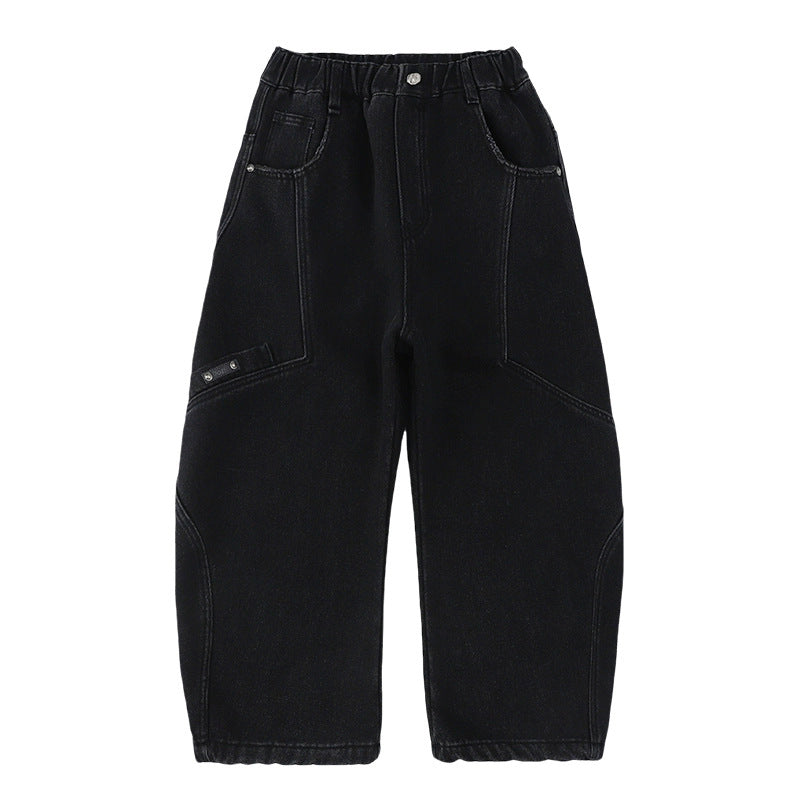 Damen weite Utility-Jeans mit trendigen Taschen Drune