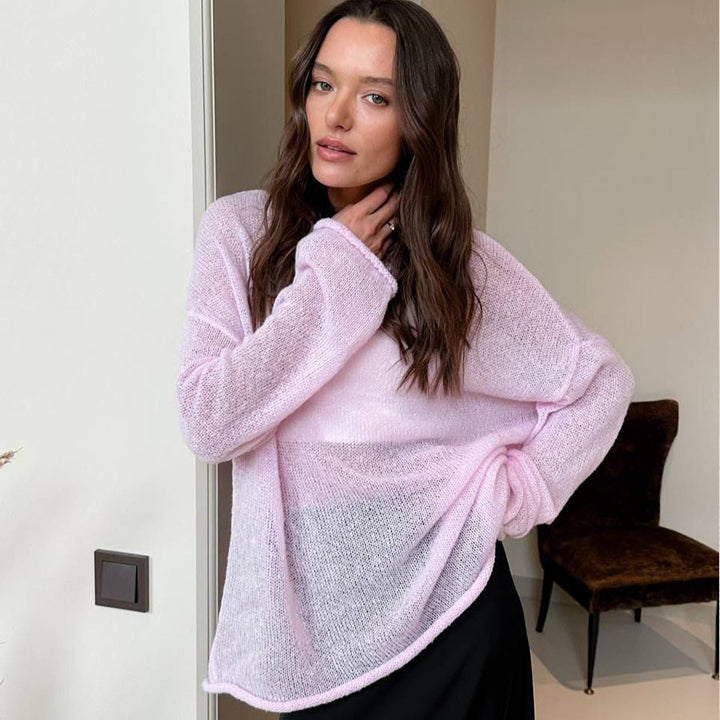 Damen lockerer Strickpullover mit leichtem Oversize-Schnitt Drune