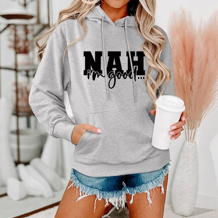 Damen Kapuzenpullover mit motivierendem Schriftzug und bequemer Passform Drune