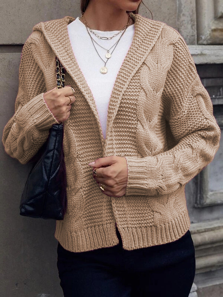 Damen Grobstrick-Cardigan mit Kapuze und strukturiertem Zopfmuster Drune