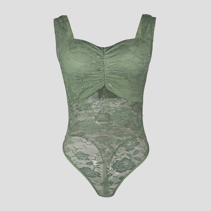 Damen Spitzen-Bodysuit mit floralem Design und konturierendem Schnitt Drune