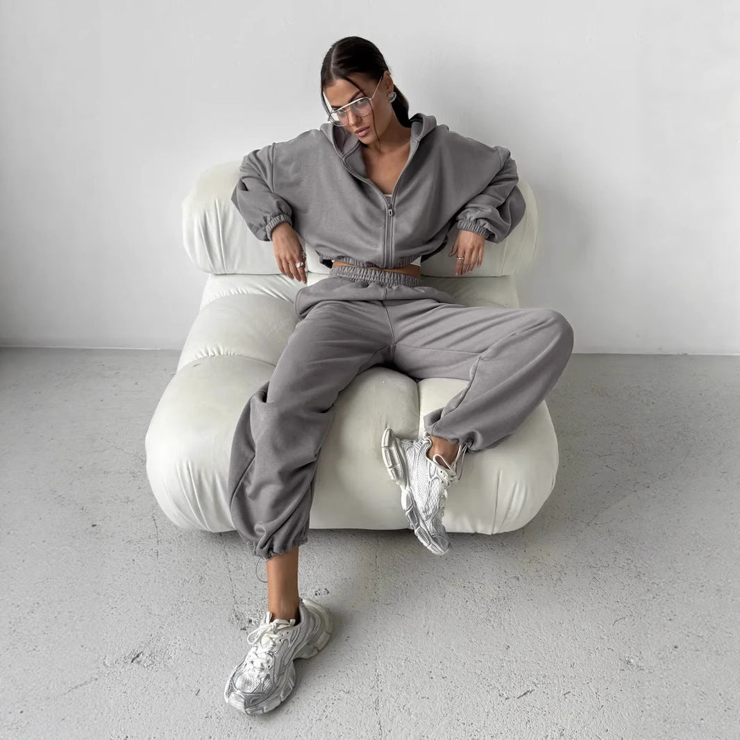 Damen Freizeit-Anzug mit lässiger Oversized-Jacke und bequemen Sweatpants Drune