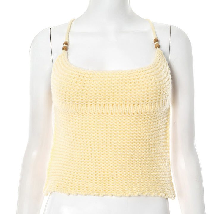 Damen luftiges Stricktop mit verstellbaren Trägern und dekorativem Saum Drune