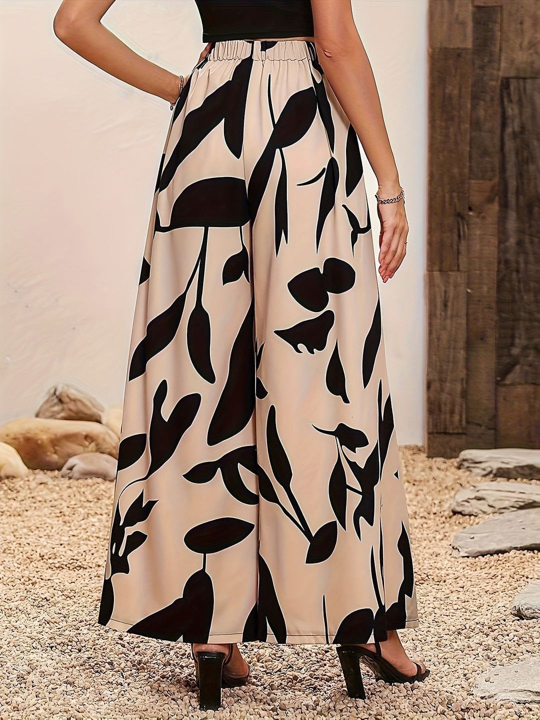 Damen Palazzo-Hose mit floralem Muster und weitem Schnitt Drune
