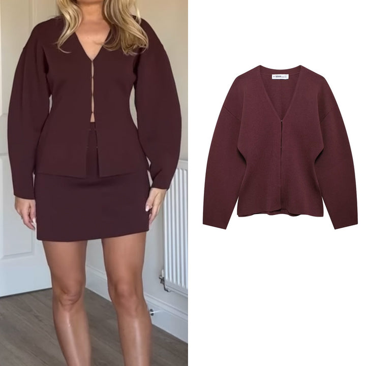 Damen Modischer V-Ausschnitt Cardigan Drune