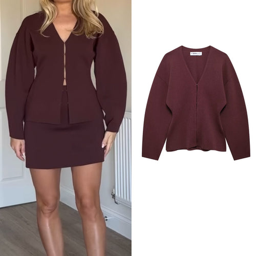 Damen Modischer V-Ausschnitt Cardigan Drune