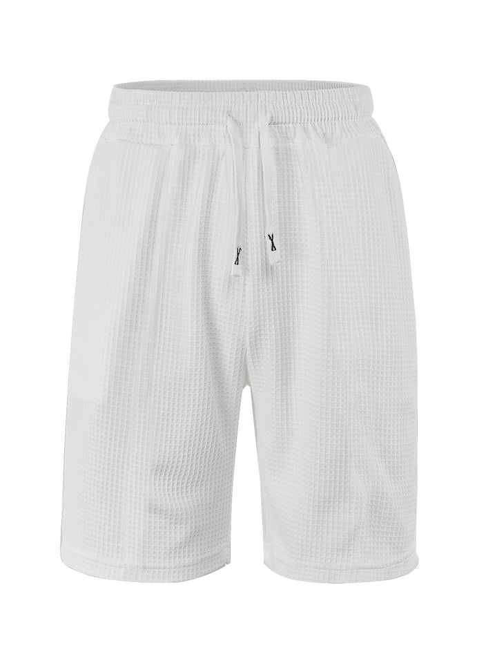 Herren nan atmungsaktive Waffel-Pyjama-Shorts mit elastischem Komfortbund, Tunnelzug und seitlichen Eingrifftaschen Drune