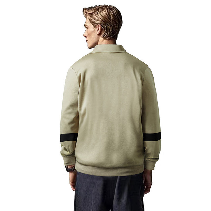 Herren sportlicher Langarm-Polo mit modernem Design und Kontrastärmel Drune
