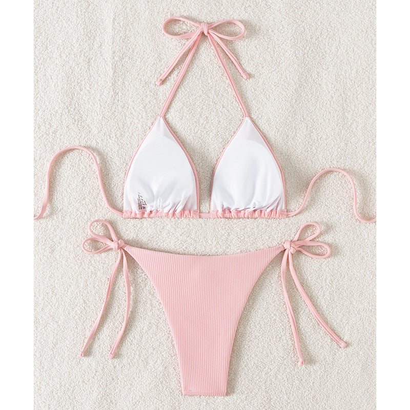 Damen Triangel-Bikini mit verstellbaren Trägern und seitlichen Bindebändern Drune