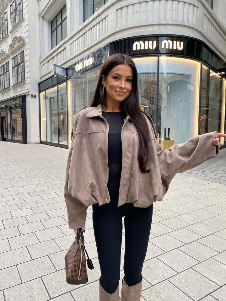 Damen lässige Oversized-Jacke aus weichem Baumwollmischgewebe Drune