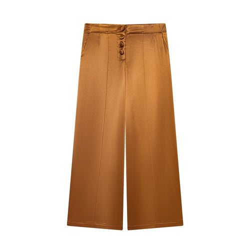 Damen elegante Culotte-Hose mit Knopfdetails und hohem Bund Drune