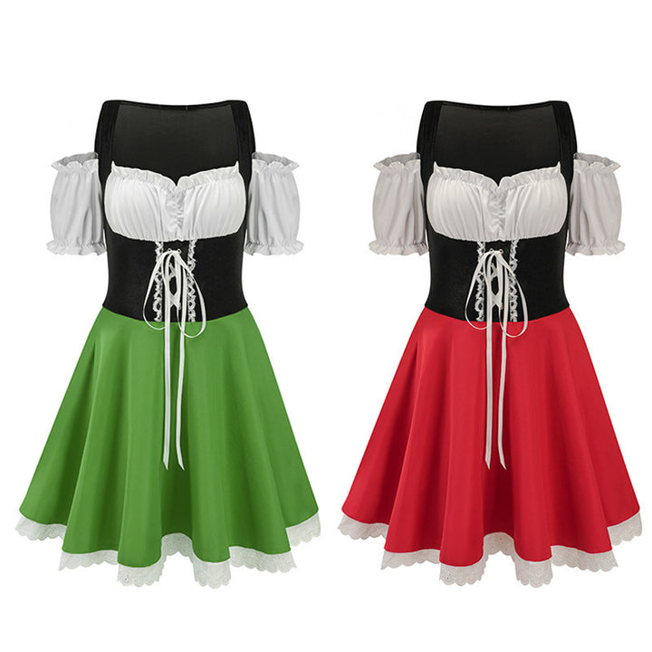 Damen nan traditionelles Dirndlkleid mit Schnürcorsage und Carmenärmeln Drune