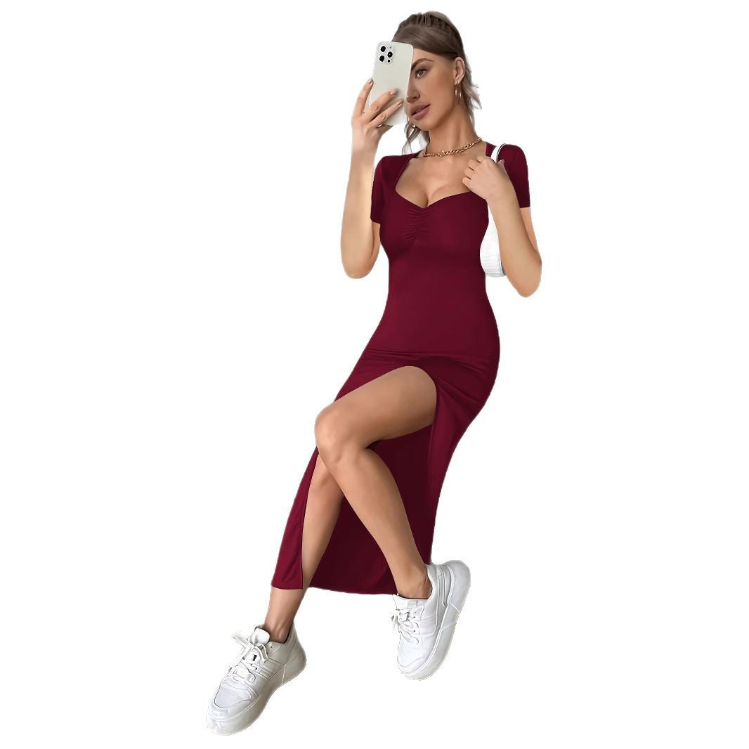 Damen Maxikleid mit hohem Schlitzausschnitt und elegantem Dekolleté Drune