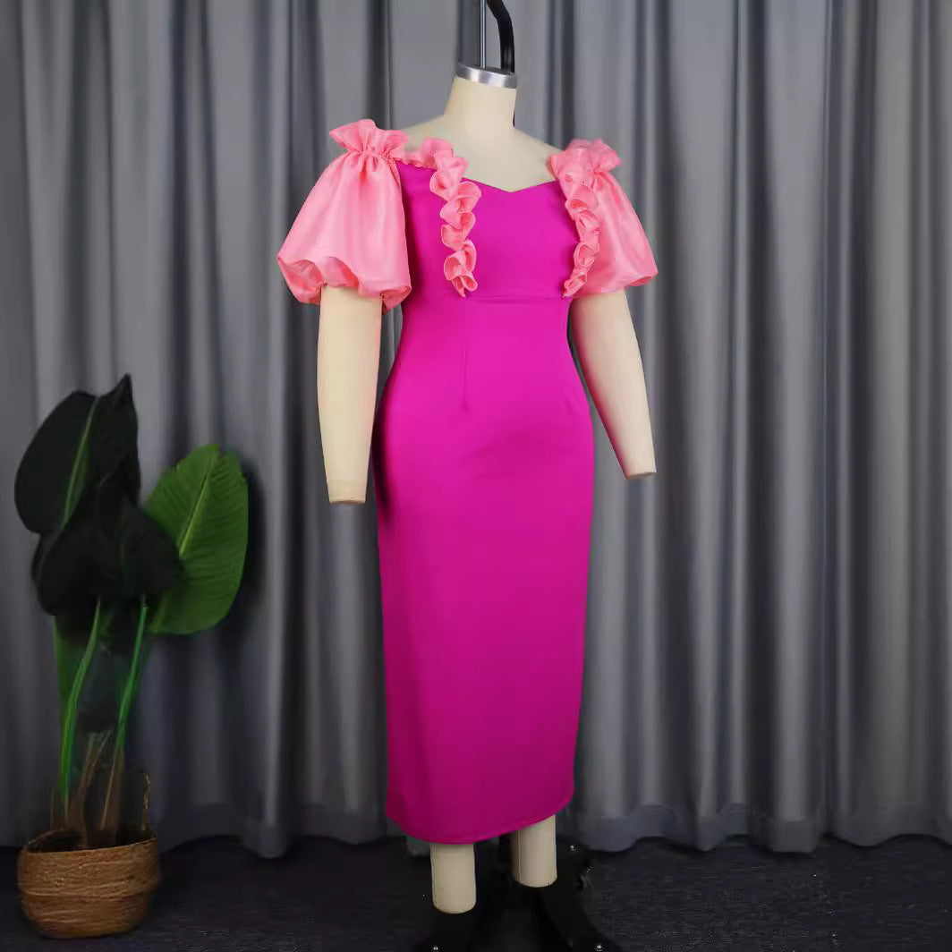 Damen Langkleid mit voluminösen Rüschensäumen Drune