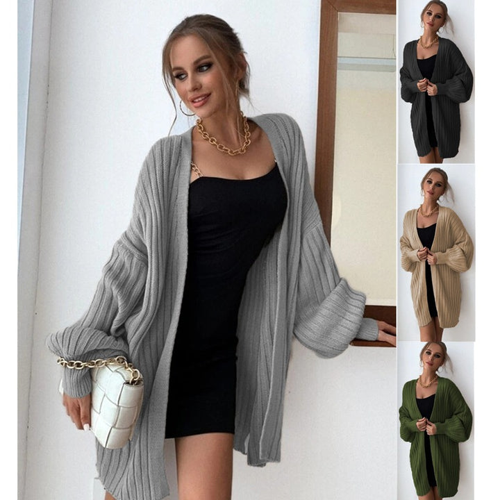 Damen Grobstrick-Cardigan mit offenem Schnitt und voluminösen Ärmeln Drune