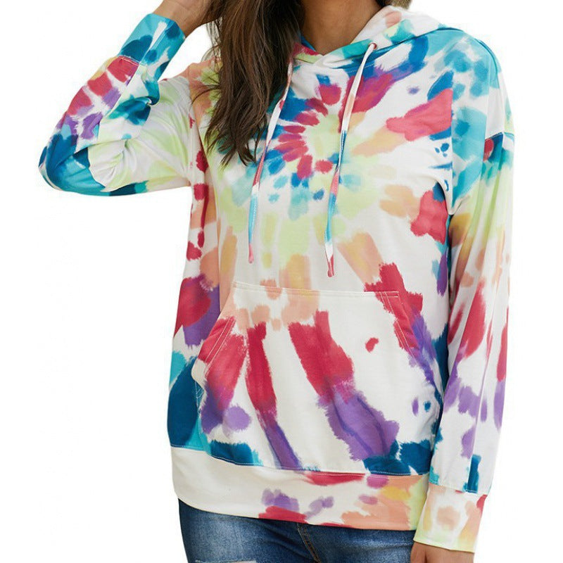 Damen Kapuzenpullover im bunten Tie-Dye-Design Drune