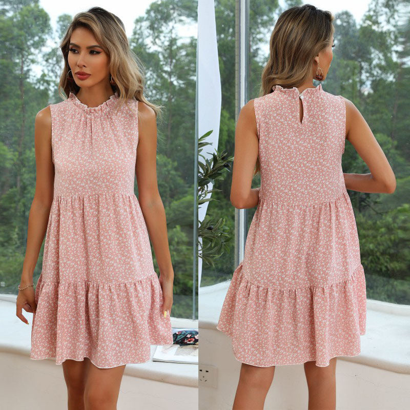Damen Sommerliches Kleid mit Rüschendetails und voluminösem Rock Drune