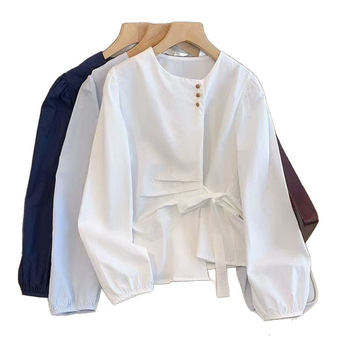 Damen Bluse mit eleganter Schleifenbindung Drune