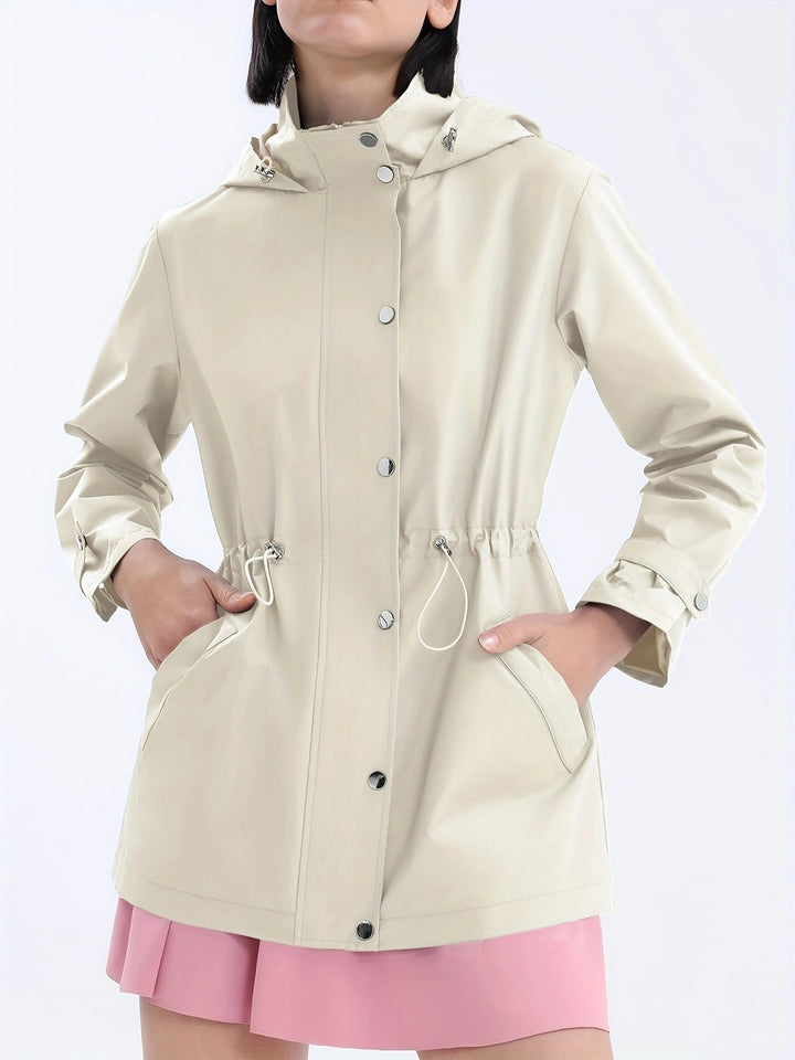 Damen funktionale Übergangsjacke mit verstellbarem Bund und Kapuze Drune