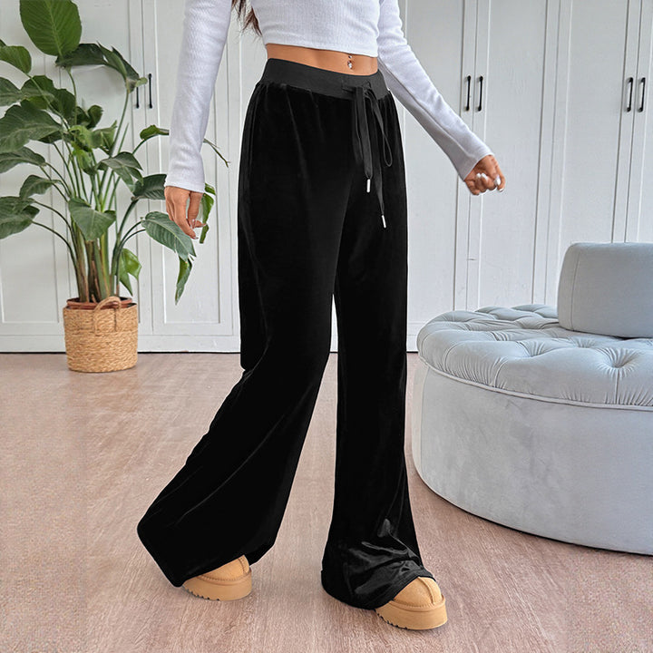 Damen bequem geschnittene Lounge-Hose aus weichem Samt Drune
