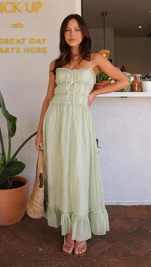 Damen Maxikleid mit Rüschendetails und verstellbaren Trägern Drune