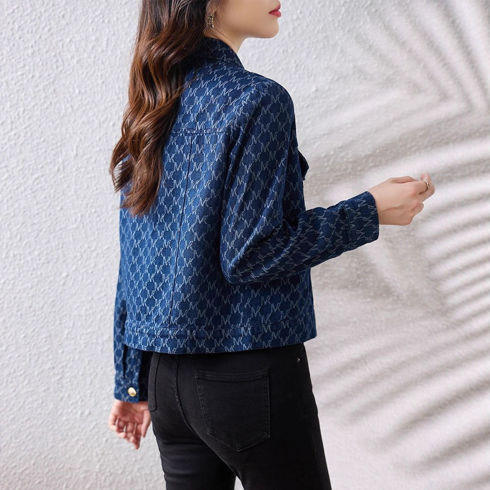 Damen Jeansjacke mit dekorativem Logo-Design Drune