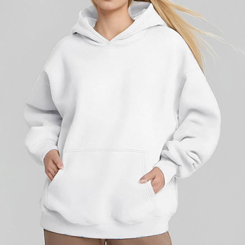 Damen nan weicher Oversize-Kapuzenpullover mit asymmetrischem Saum Kängurutasche und überschnittener Schulter Drune