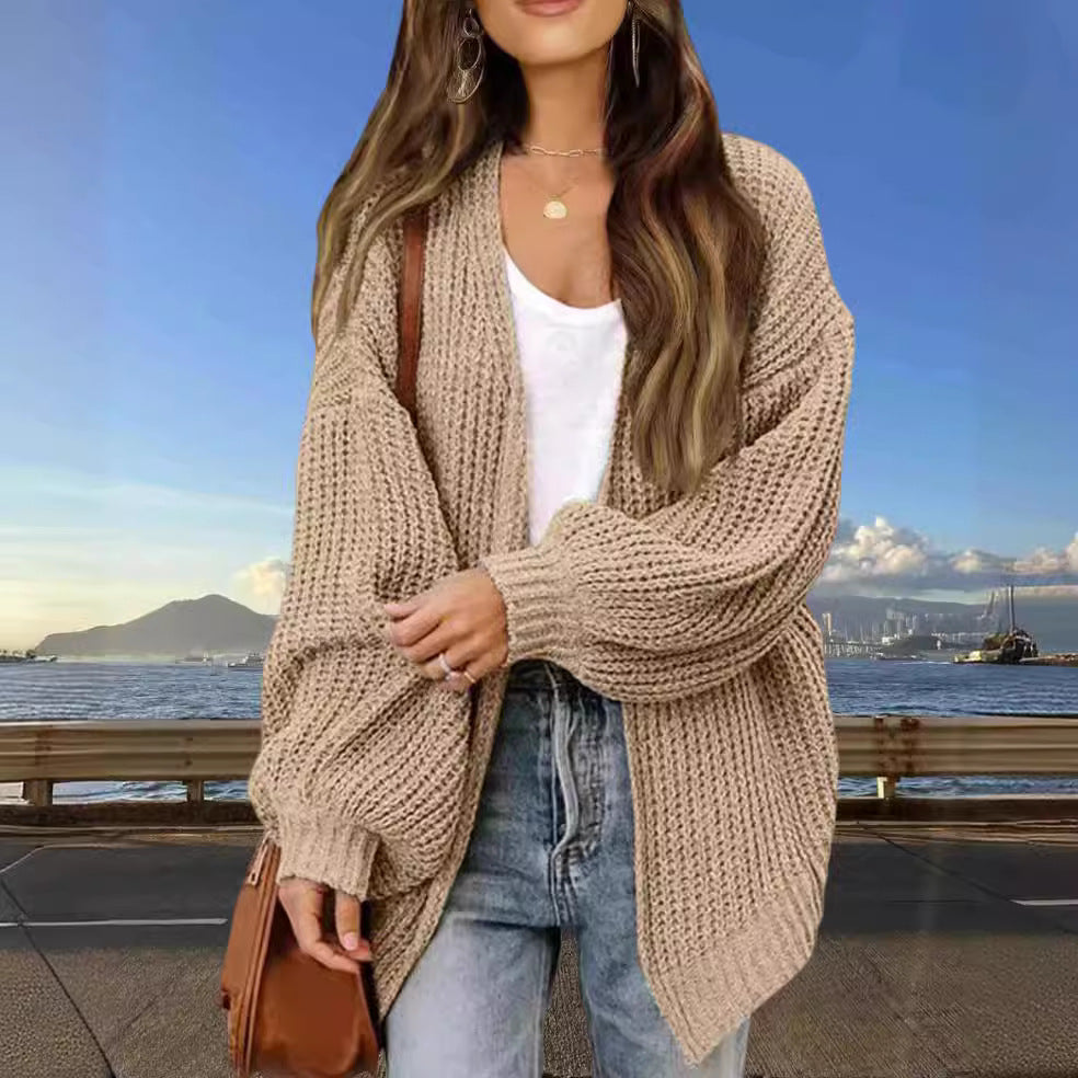 Damen Grobstrick Cardigan mit weitem Schnitt Drune