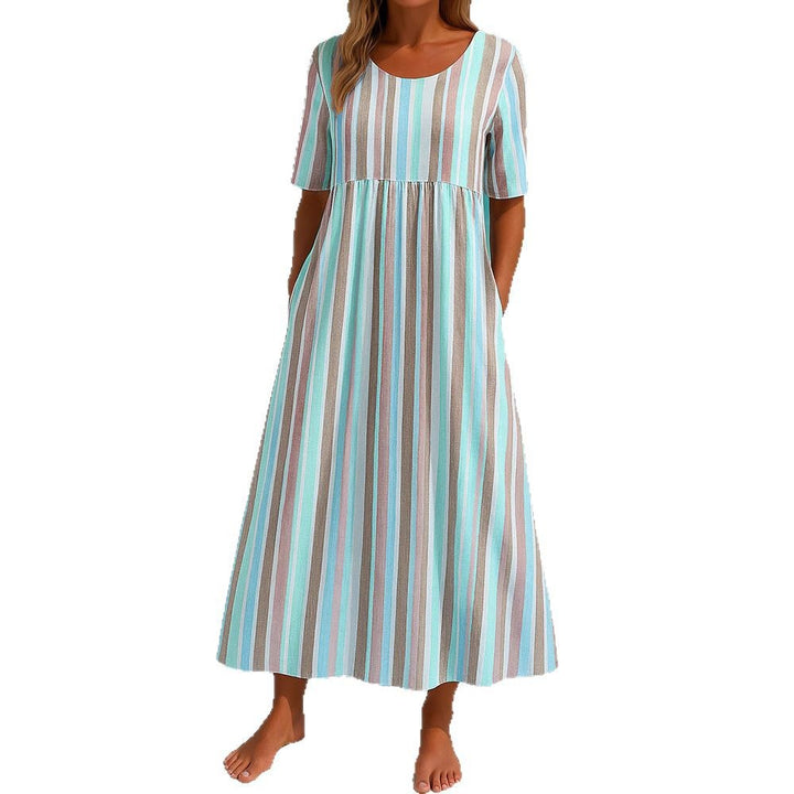 Damen lässiges Maxikleid mit hellen Streifen Drune