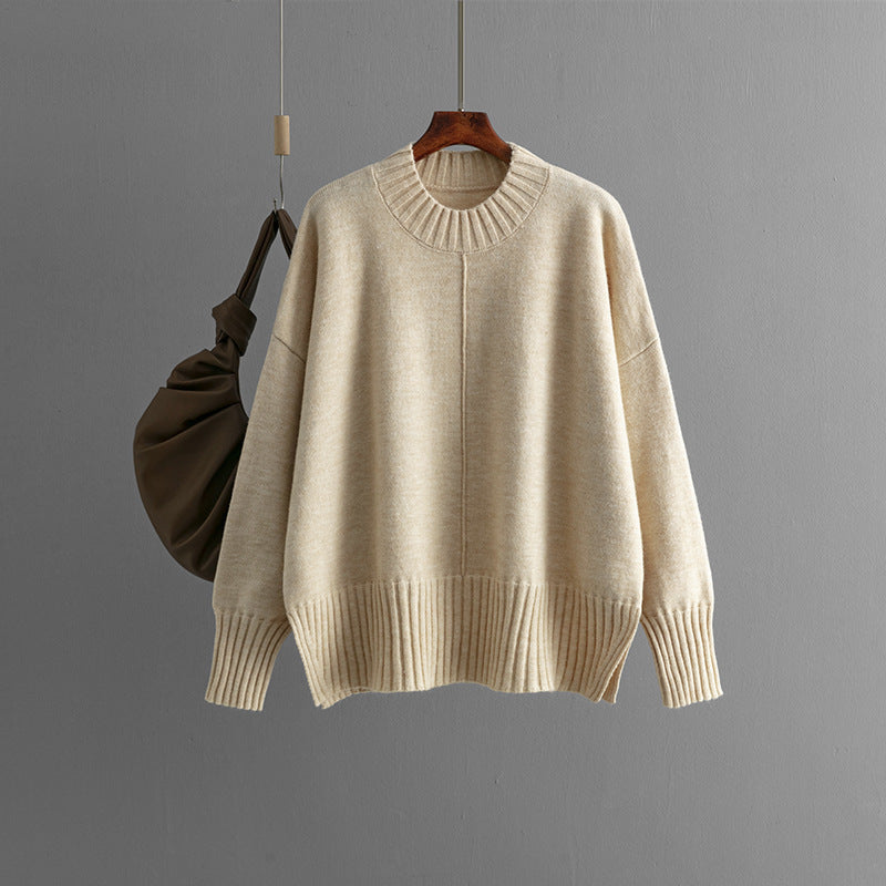 Damen Oversized Strickpullover mit Rippenbund Drune